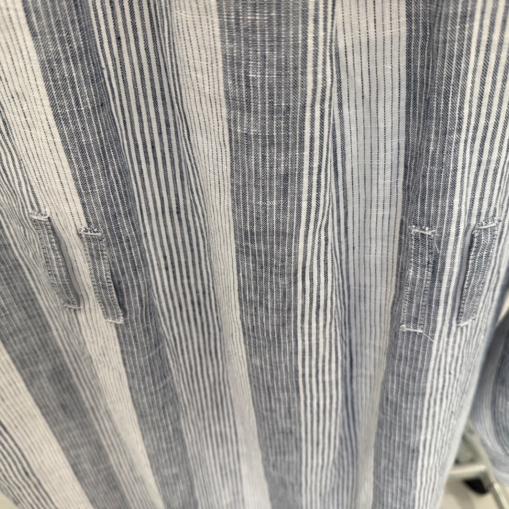 Talbots Haven Well Within Ombré Stripe Blue White Linen Shirt Dress - Picture 4 of 8